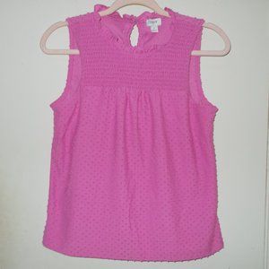 J. Crew Factory Smocked Clip Dot Tank Top Purple Shade Size Small